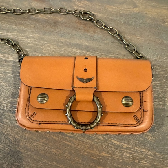 Zadig & Voltaire Handbags - Zadig & Voltaire Tan Leather Crossbody with Antique Gold Hardware